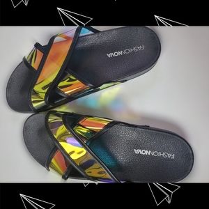 Cute Acrylic Prism Transparent  Black Slides🖤